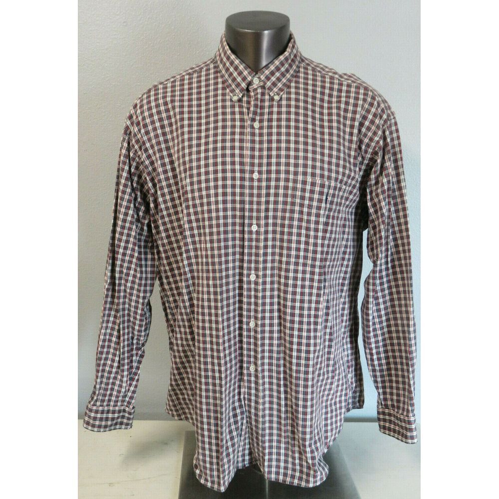 Mens Polo Ralph Lauren Plaid Big Shirt Button Front Shirt Size XL Front Pocket